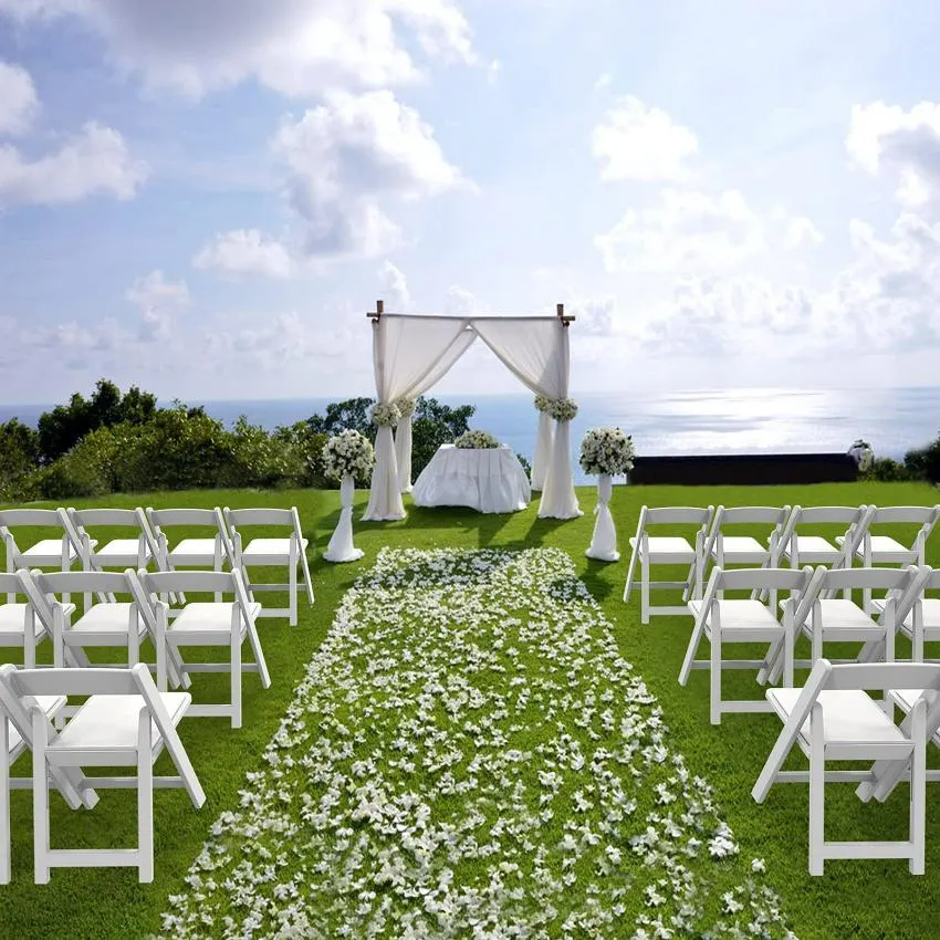 Wholesale Lawn Wedding Outdoor Events White Padded Plastic Resin Folding Chairs