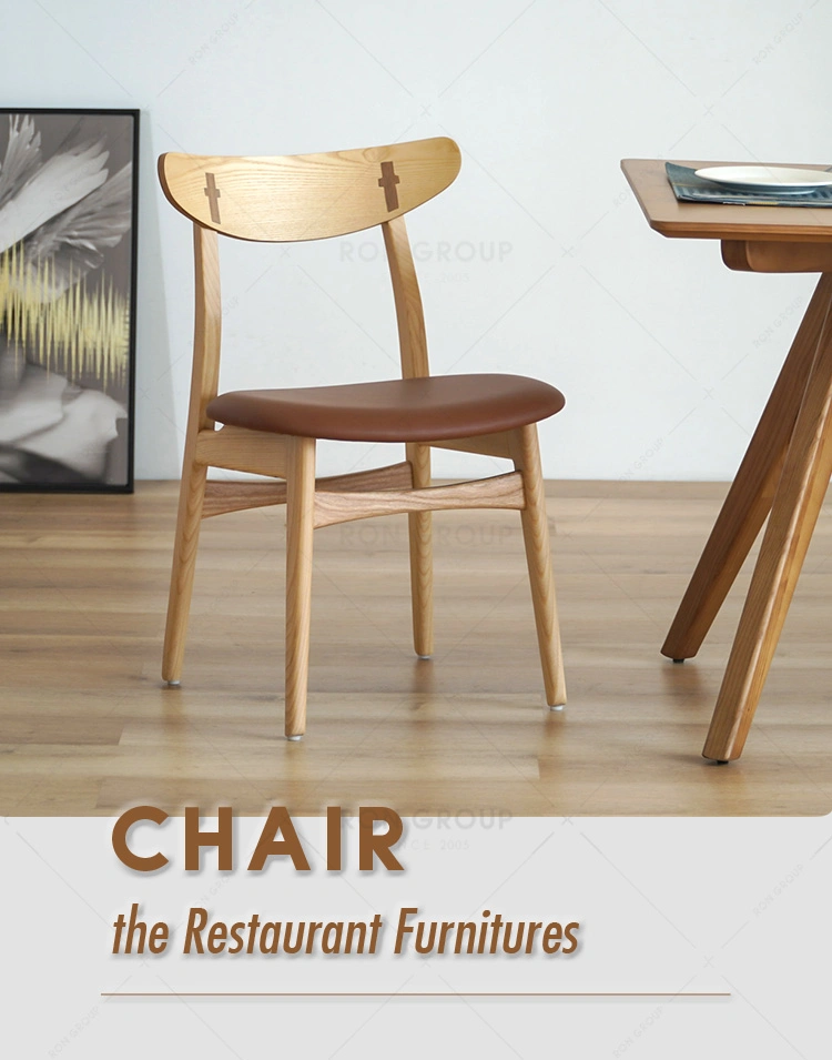 Wholesale Restaurant Furniture Black Ash Wood Solid Wood Soft Bag Back Dining Chair