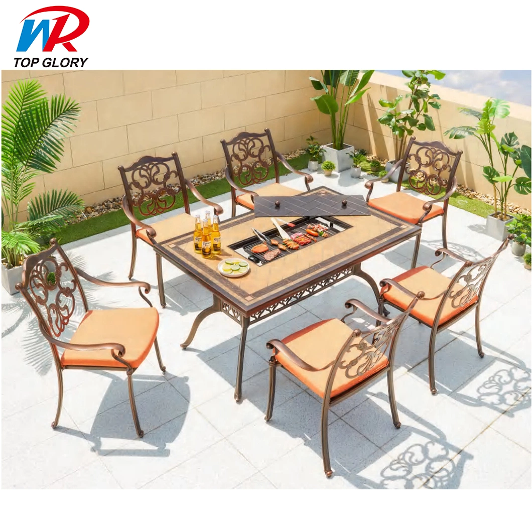 Cast Aluminum Patio Park Garden Furniture Set Outdoor Set Perform Desk/Table