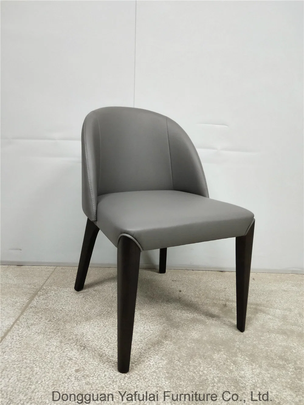 Classic Solid Wood Grey PU Dining Chair