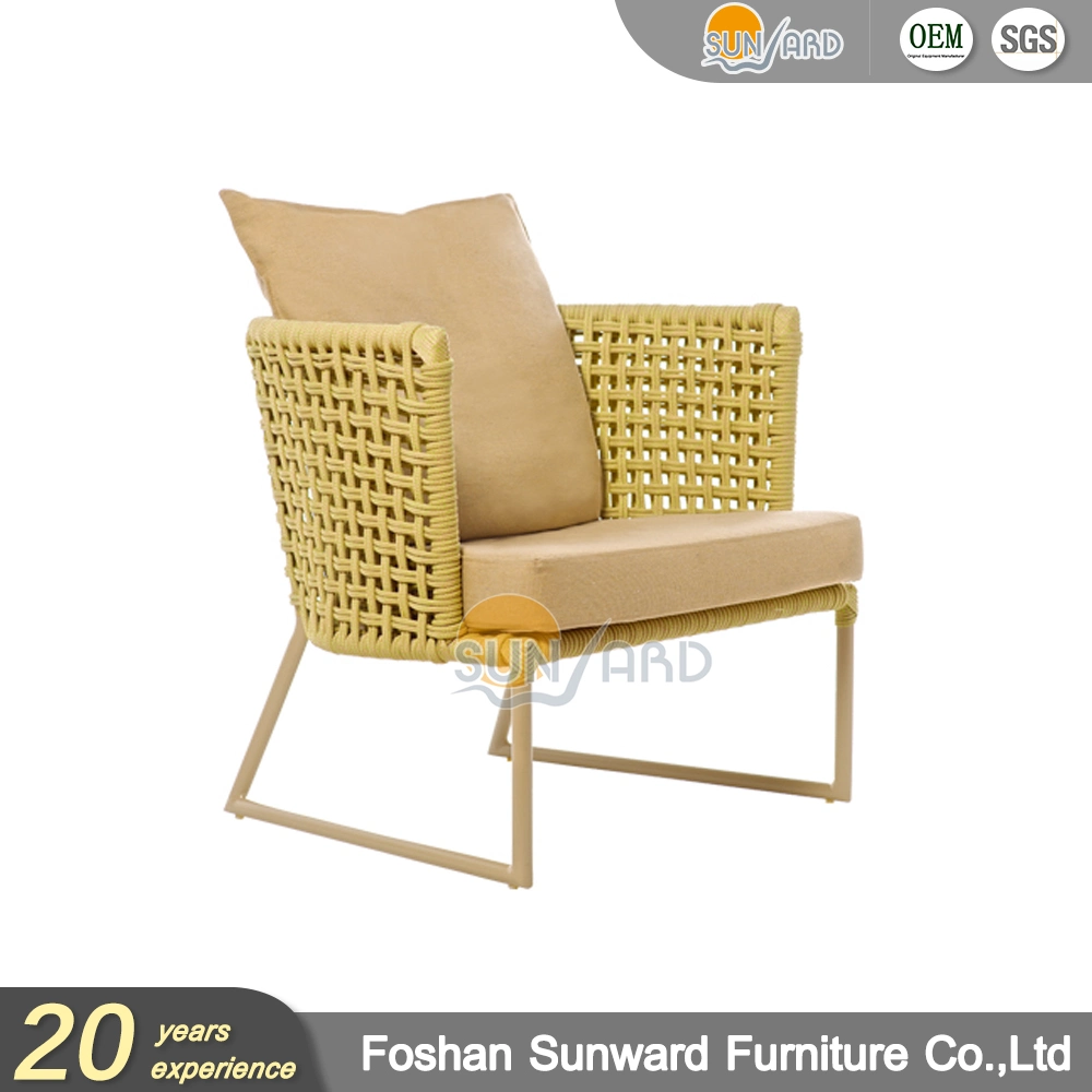 Garden Rope Dining Chair with Cushions Made of Stackable Patio Furniture