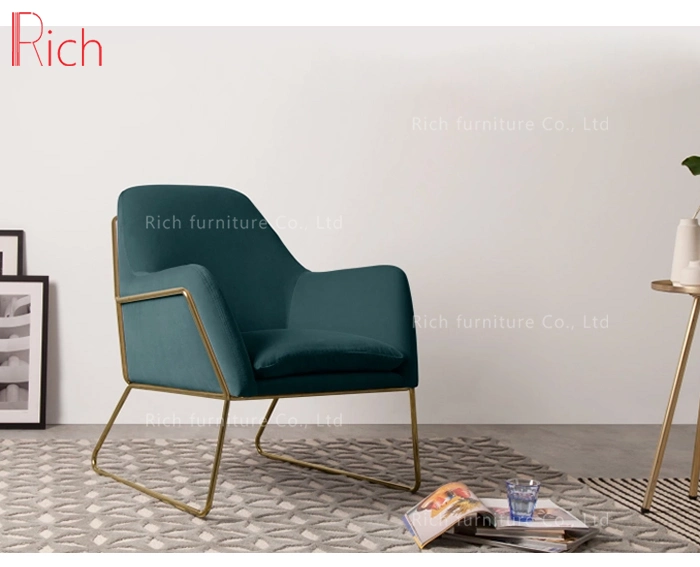 Contemporary Furniture Cotton Velvet Metal Frame Armchair