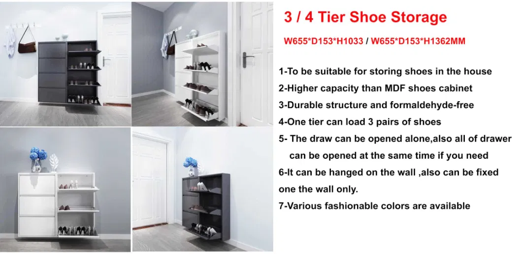 12 Pairs Home Shoe Rack Cabinet Furniture Wall Mount Metal Shoe Storage Shelf Organizer