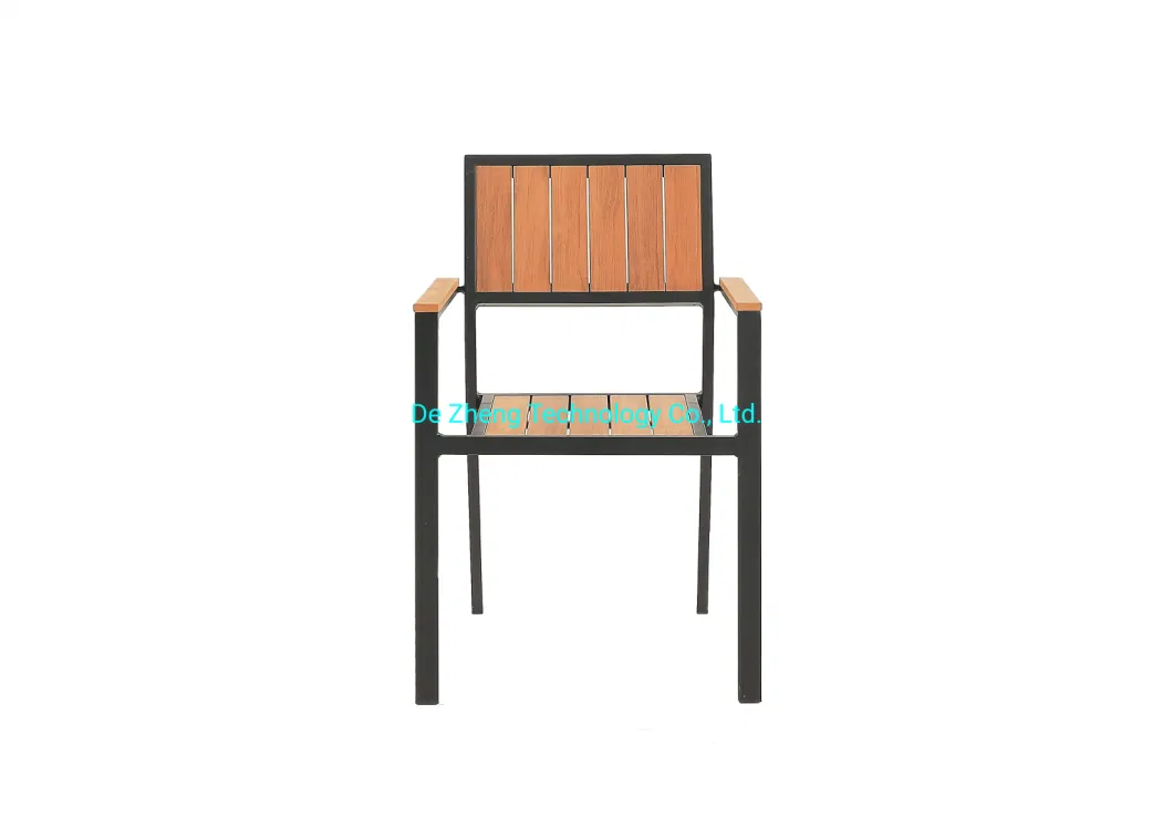 Garden Modern Leisure Dining Outdoor Coffee Shop Cafe Chair with Aluminum Plastic Wood