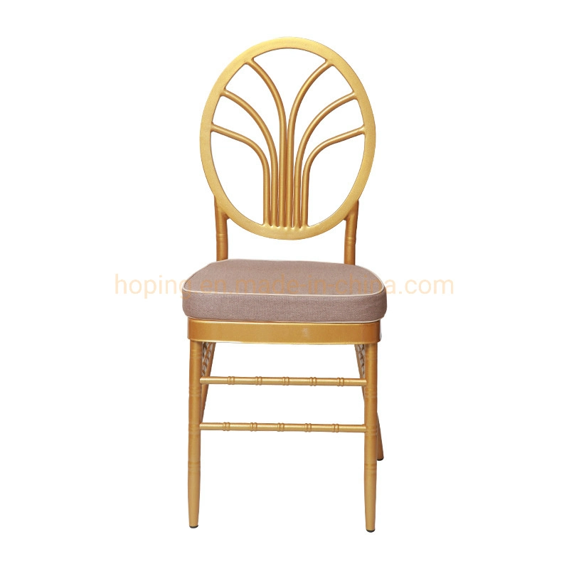 USA British Flower Back Wedding Gold Round Legs Dining Chair Cheap Outdoor Garden Aluminum Iron Metal Bamboo French Bistro Patio Restaurant Stack Chair