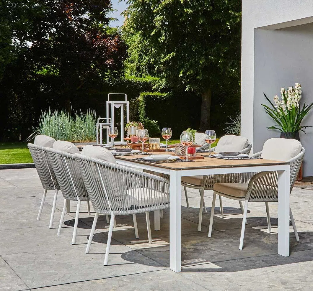 Timeless Outdoor White Mix Dining Table and Chair Furniture Set for Classic Style Lovers