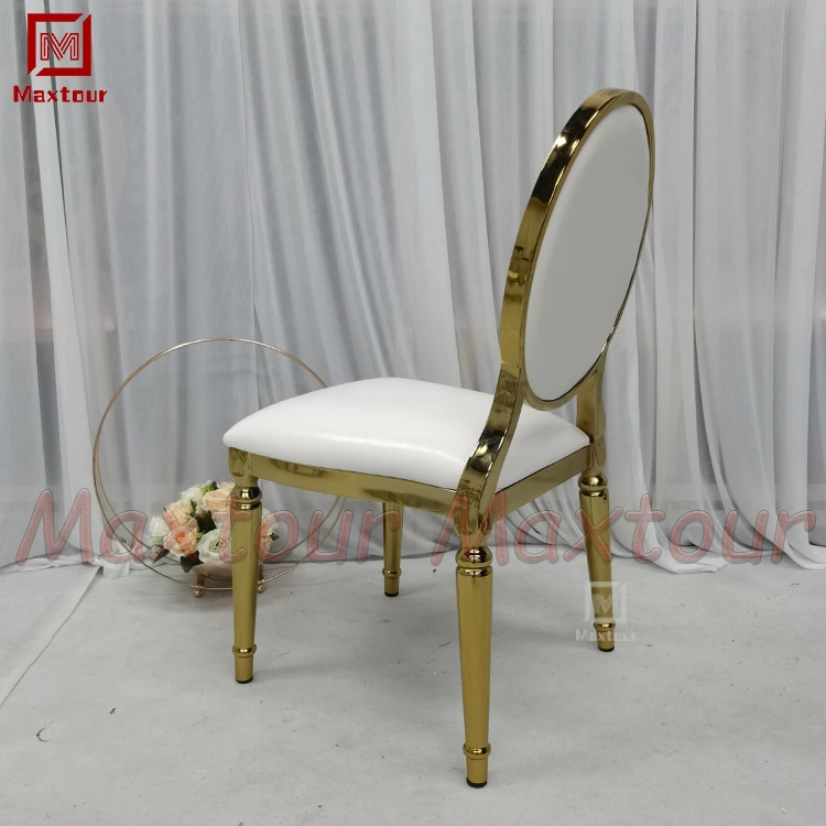 Gold Wedding Furniture Five Star Elegant Stacking Chrome Metal Louis Restaurant Chair