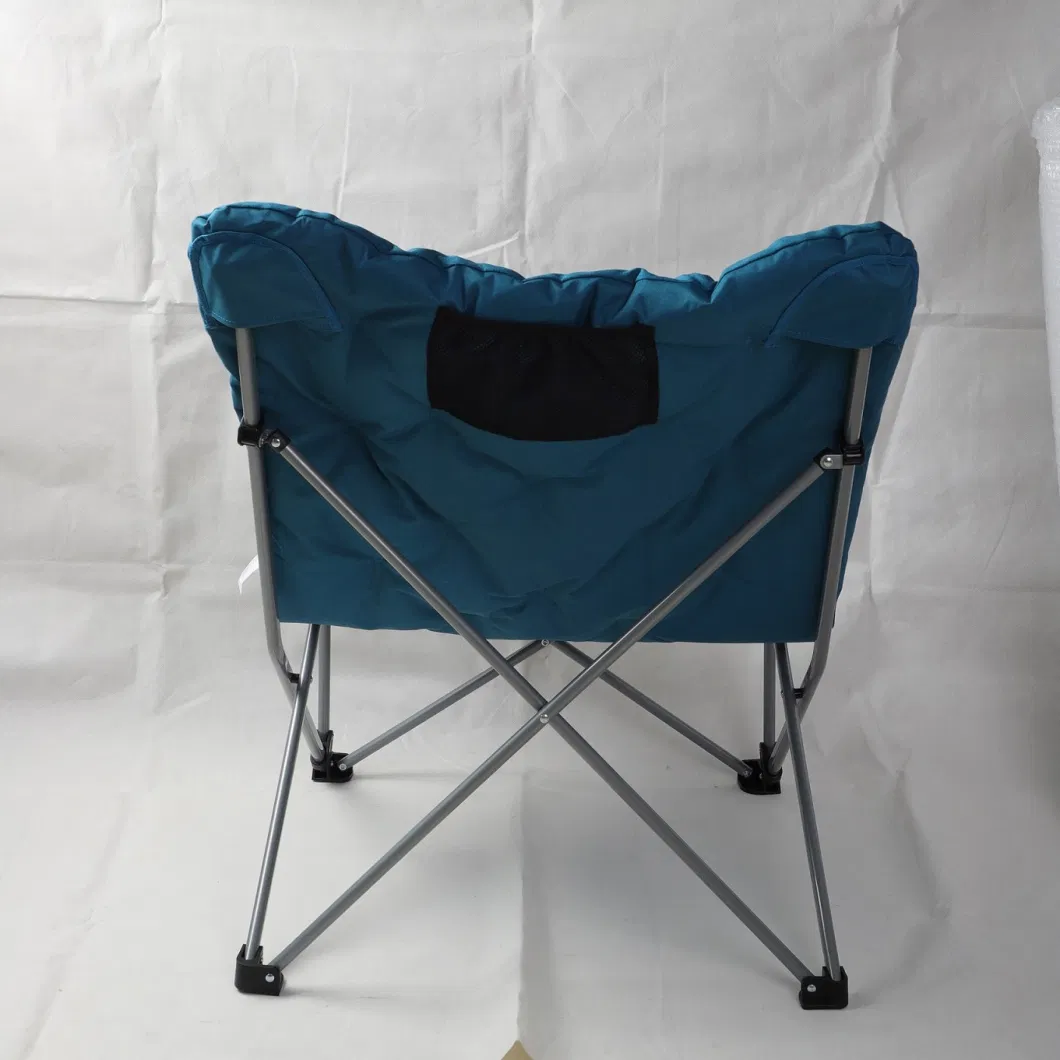 Metal Frame Lounge Furniture Soft Wide Seat Folding Saucer Padded Camping Chair