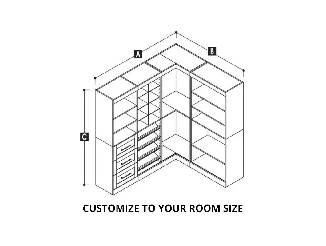 Yvt Modern OEM Brown Wooden Mirrored Freestanding Build in Corner Plywood Storage 3 Door Shoe Rack Dresser Organized Shelving Drawer Wardrobe Bedroom Closet