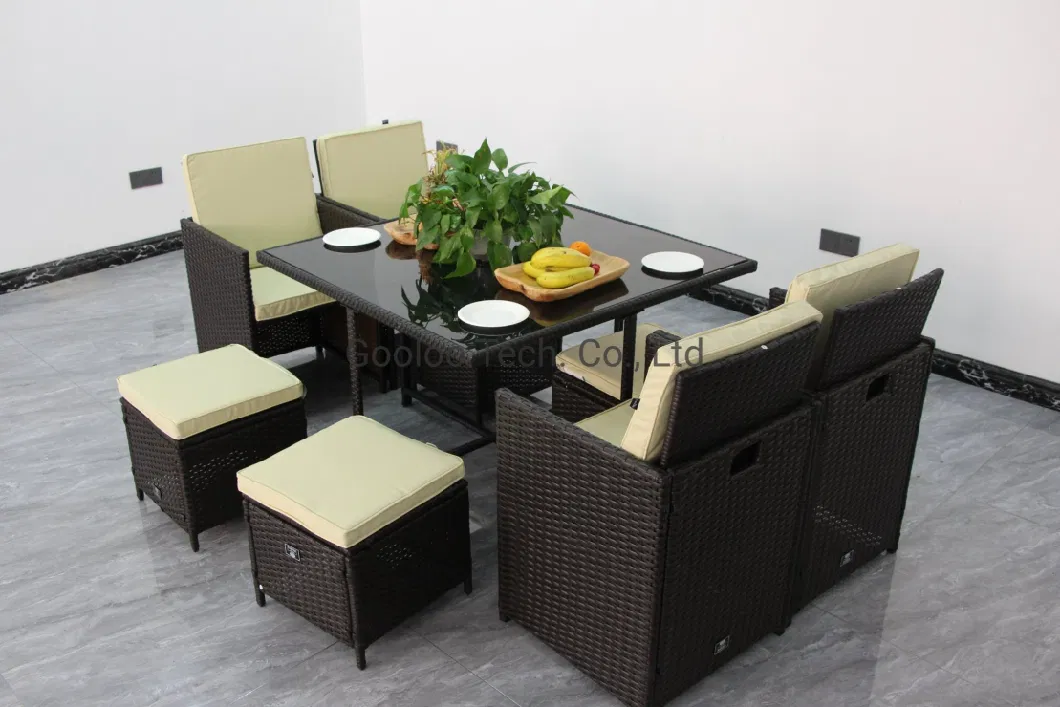 Stackable Tempered Glass Top Dining Table Set