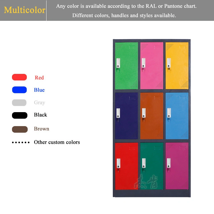 Steel School Wardrobe Metal 9 Door Locker Shoe Cabinet