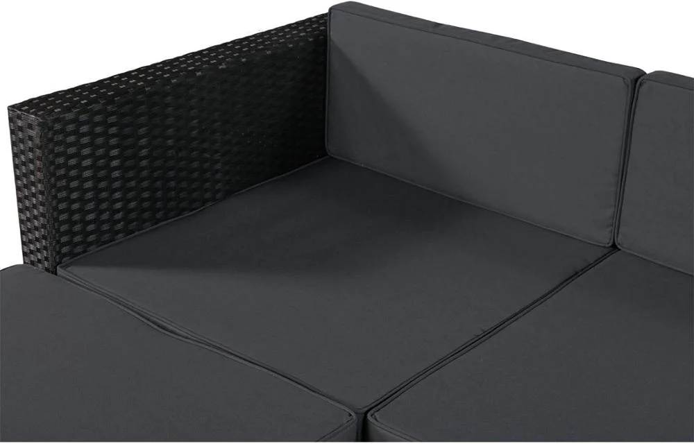 3 PCS Rattan Lounge Sofa Set/ Polyrattan Wicker Set/ Patio Lawn Outdoor Wicker Conversation Set with Ottoman