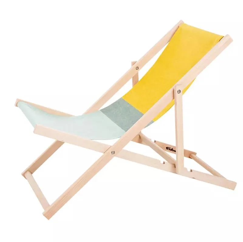 High Quality Canvas Retro Adjustable Low Seat Adult Sea Sand Outdoor Sun Pool Reclining Wooden Folding Foldable Beach Chair