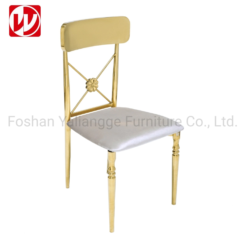 Mirror Gold Stainless Steel Wedding Chair Rose Decor Stacking Design Banquet Dining Chair