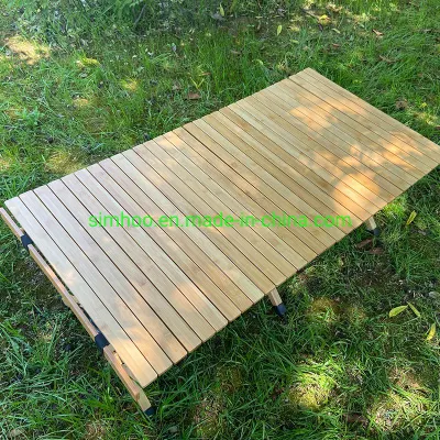 Plegado de bambú Camping mesa de picnic de madera al aire libre campamento plegable Tabla de viajes