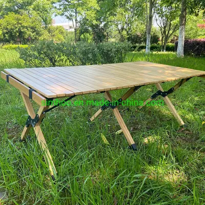 Plegado de bambú Camping mesa de picnic de madera al aire libre campamento plegable Tabla de viajes