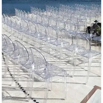 Clear Color Party Plásticos Ghost Acrílico Comercial Banquete silla