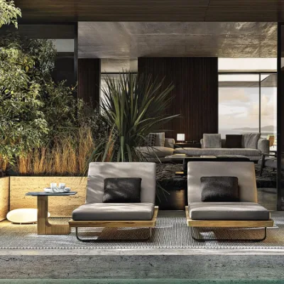Venta directa de fábrica y moderno Hotel Playa Piscina juego de patio Muebles exteriores Tumbonas de plástico