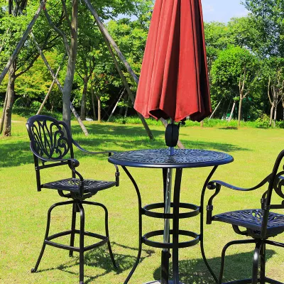 Barra giratoria exterior Bar Stools altura Patio Sillas y mesa Establecer