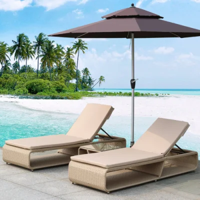 Venta directa de fábrica y moderno Hotel Playa Piscina juego de patio Muebles exteriores Tumbonas de plástico