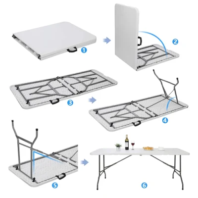 6ft plegable portátil de plástico para comer picnic en el interior y al aire libre Mesas de campo