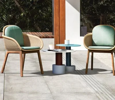 La moda de mimbre Rattan barato gris metal conjuntos de muebles de jardín de 2023 la nueva Mesa Bistro sillas al aire libre