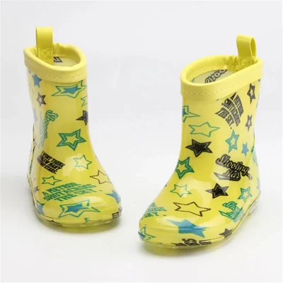  Comercio al por mayor de PVC personalizadas bebé Rainboots zapatos Peluche resistente al agua de lluvia de dibujos animados