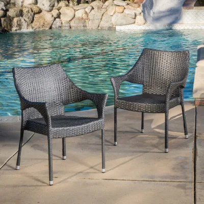 Conjunto bistró pequeño jardín al aire libre de ocio Rattan muebles de mimbre 4 sillas y mesa de 1