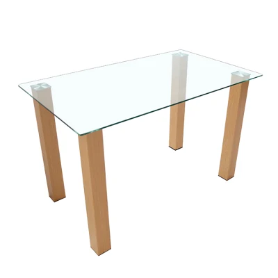 Mesa de comedor moderno Square-Shape jardín superior de cristal de vidrio templado de un diseño simple Sala de estar Cocina Comedor