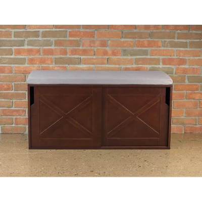  Mobiliario de casa Espresso fabrica de zapatos de madera de Banco de almacenamiento en estanterías con Cojín blando para Salón