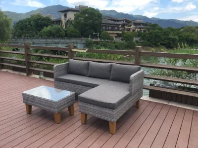 Juego de muebles de patio exterior 3 piezas de mimbre esquina sofá