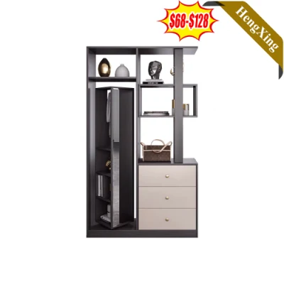  Moderno de madera Salón Dormitorio Muebles de conjunto de la puerta de cristal espejo armario rack armario Zapata MDF ropa