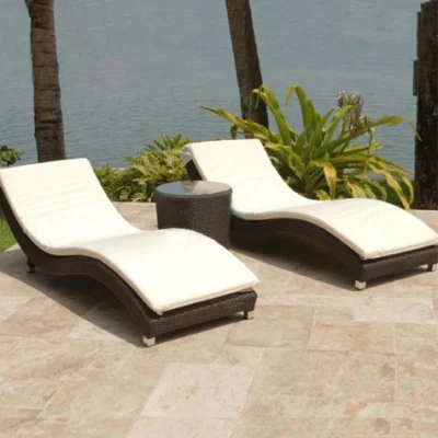  Muebles de exterior de aluminio sillas de playa en el exterior Rattan Tumbona