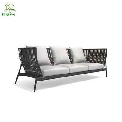 Silla de ocio exterior de alta calidad Rope Woven Waterproof Cushion Garden Silla de cátedra