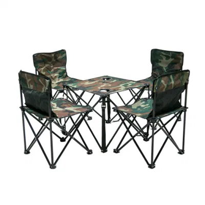 Comercio al por mayor de camping al aire libre pequeña mesa y silla plegable de alta calidad Conjunto de silla portátil ligero ejército