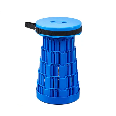 Muebles de Exterior portátil taburete de plástico de viajes silla plegable taburete telescópico regulable de camping