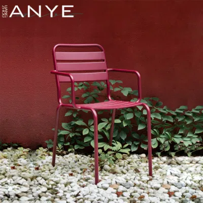  Ocio al aire libre de metal duradero patio Muebles de jardín patio Relax Silla de Comedor Silla apilable