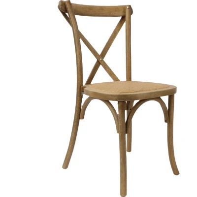  Silla de salón de banquetes apilable de madera maciza Cross Back