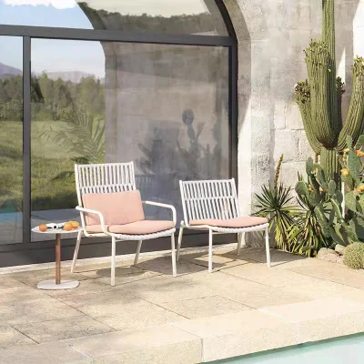Jardín al aire libre Muebles de aluminio Patio Bistro cuerda Weaving silla y.. Juego de tablas