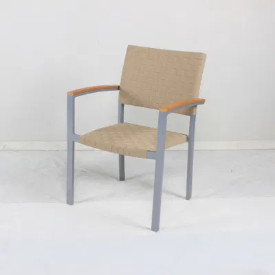 Precio barato Jardín exterior impermeable aluminio Textileno comedor silla brazo