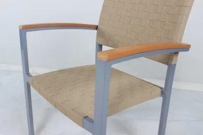Precio barato Jardín exterior impermeable aluminio Textileno comedor silla brazo
