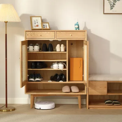  Mobiliario de Sala de estar Roble Madera Almacenaje Zapatos Rack con 3/ 4 cajones y puertas Armario de zapatos