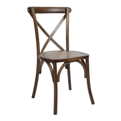  Fabricante de Madera cruzada de espalda apilable de boda evento de comedor Silla para banquetes Cane (ZG11-002)