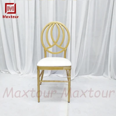  Silla de cena de lujo para eventos de boda de Phoenix con hierro y espalda cruzada
