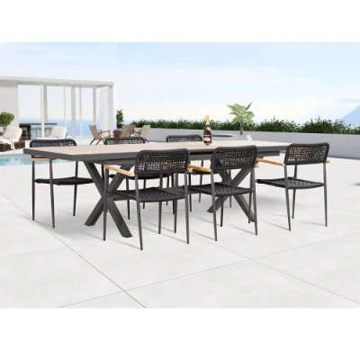  Foshan extensible comedor Mesa al aire libre Restaurante aluminio Marco Sillas