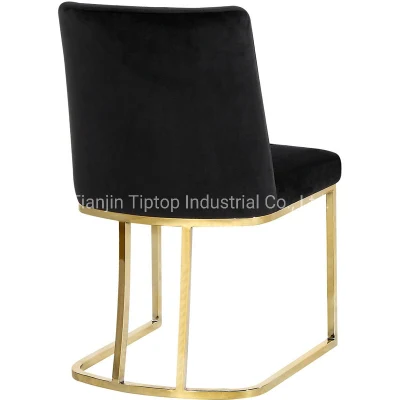 Hotel de estilo europeo Silla de Comedor de terciopelo de la Pierna de acero inoxidable Silla de Comedor