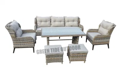 Patio exterior Jardín Muebles comedor conjunto de sofás de ratán 6pcs