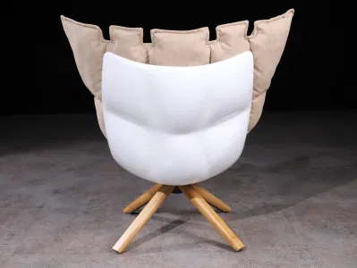 Patas de madera Fibra de vidrio giratoria Sala de estar original Design Italia exterior Sillón de la tela del salón sin armas Husk