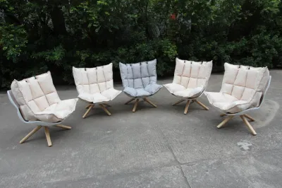 Patas de madera Fibra de vidrio giratoria Sala de estar original Design Italia exterior Sillón de la tela del salón sin armas Husk