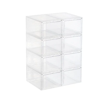  Cajas de zapata grandes de fácil montaje Caja de zapata apilable de plástico transparente Almacenamiento